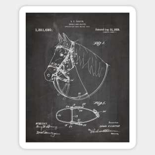 Horse Bridle Patent - Horse Lover Horse Stables Art - Black Chalkboard Sticker